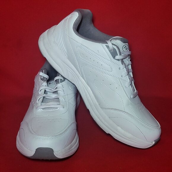 Athletic Works White Gray Sneakers Rubber Shoes 11 1/2 W Memory Foam - Picture 1 of 9